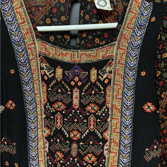 Akemi + Kin Dress Women’s Beaded Sheer Bohemian Embroidered Babydoll Vintage - Picture 2 of 5